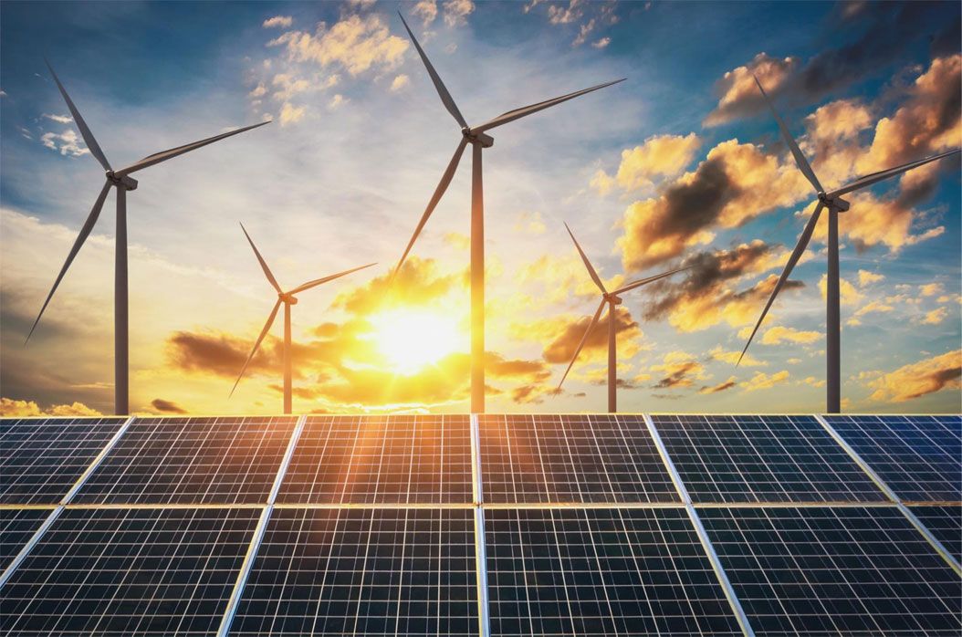 Wind turbines and solar panels